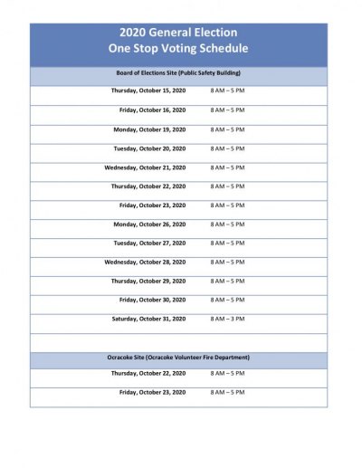 2020 General Election Information Ocracoke's Early One-Stop Voting is October 22-23